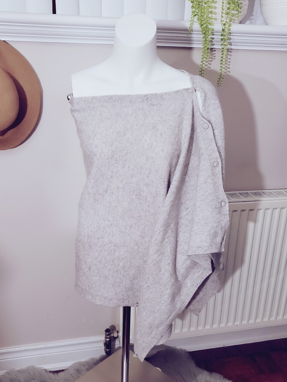Dean & White 100٪ Premium Pure Cashmere Multi Way Two Sided Button Opening Shawl